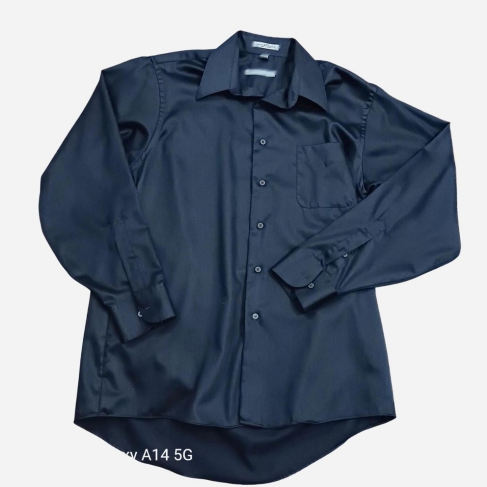 Geoffrey Beene Men's Wrinkle Free Long Sleeve Button Down Size Large Black